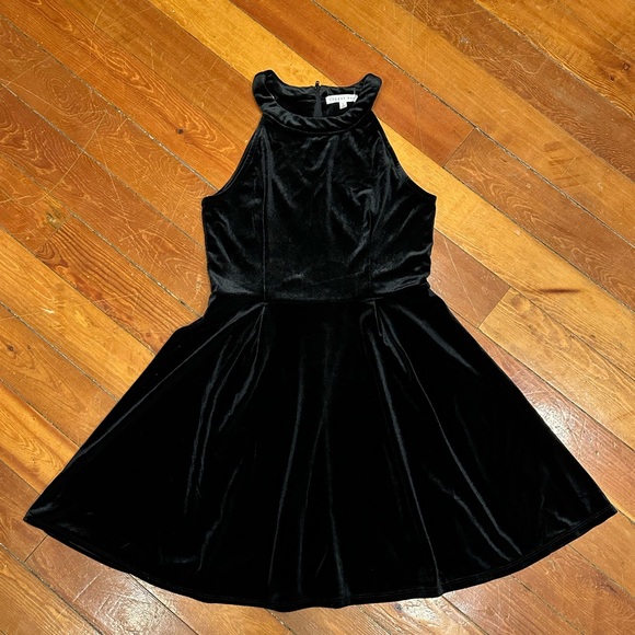 Copper Key Other - Black Velvet Halter fit and flare twirl skirt Dress by Copper Key with stretch